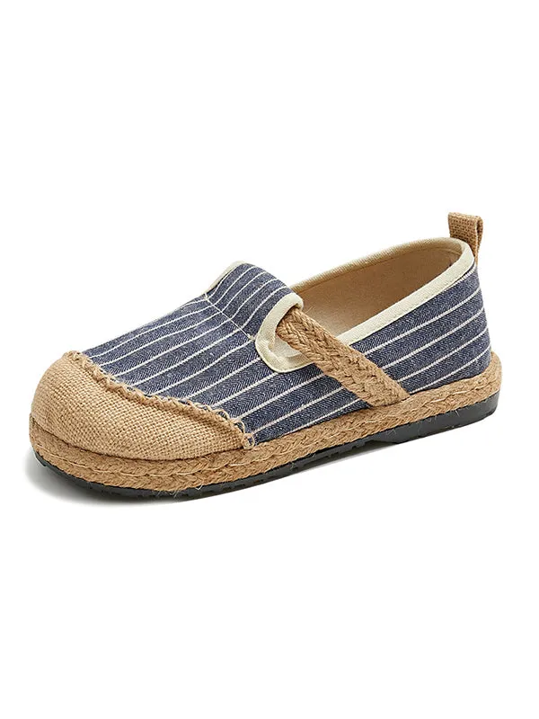 Straw Knitting Striped Flat Shoes Casual Shoes