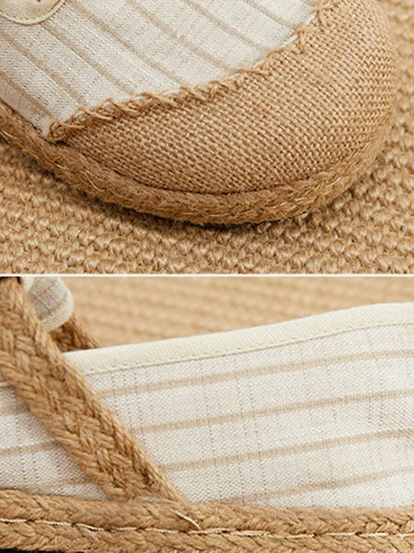 Straw Knitting Striped Flat Shoes Casual Shoes