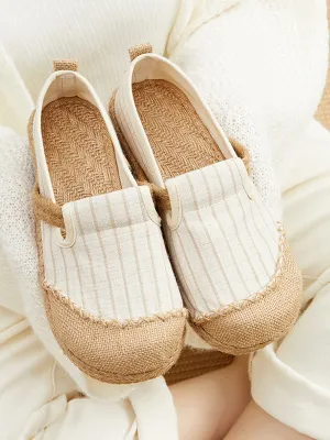 Straw Knitting Striped Flat Shoes Casual Shoes