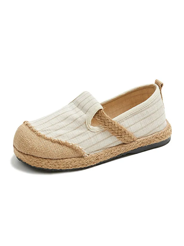 Straw Knitting Striped Flat Shoes Casual Shoes