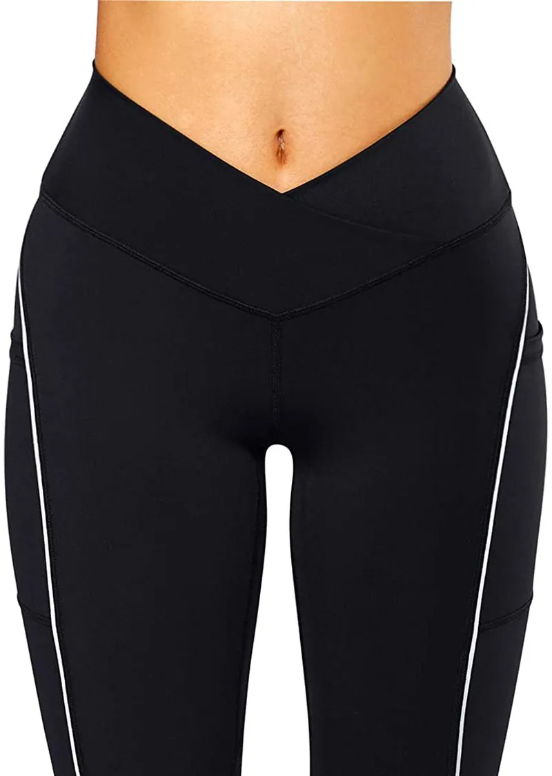 SUUKSESS Women Reflective High Waisted Running Leggings with Pockets Yoga Pants