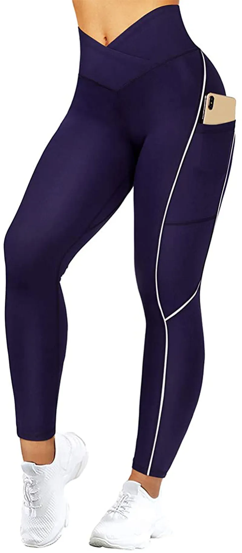 SUUKSESS Women Reflective High Waisted Running Leggings with Pockets Yoga Pants