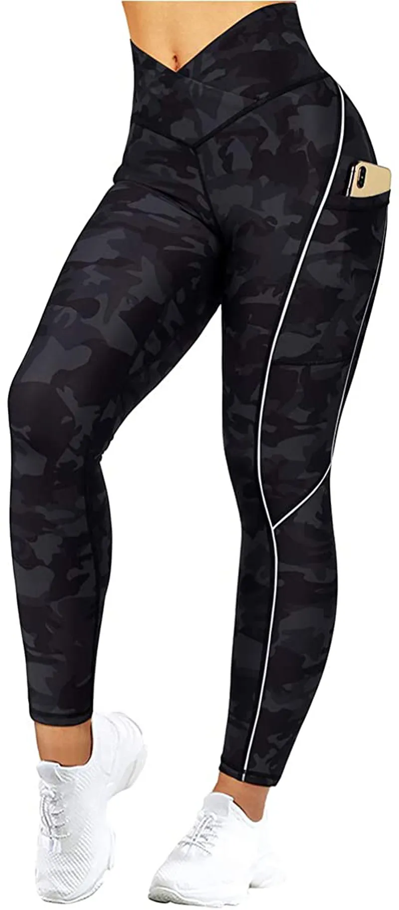 SUUKSESS Women Reflective High Waisted Running Leggings with Pockets Yoga Pants