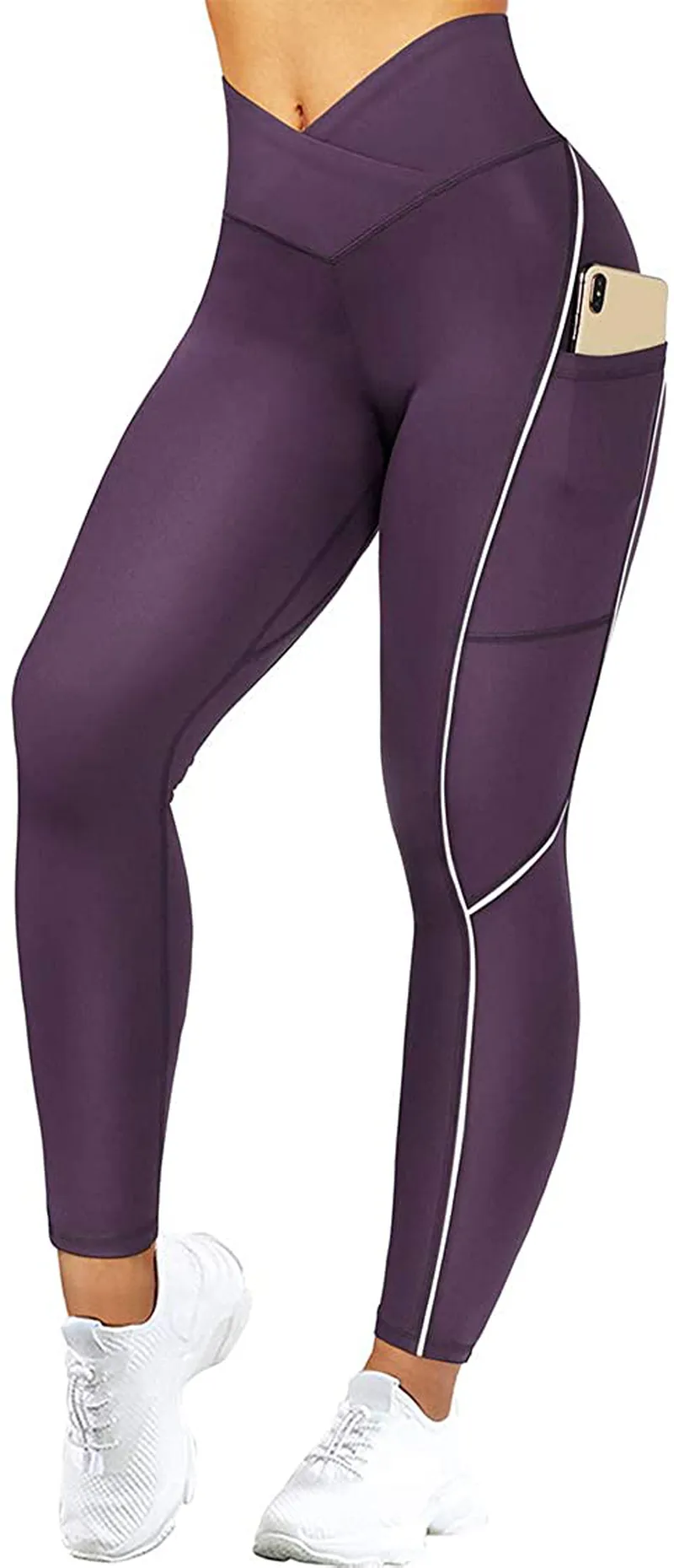 SUUKSESS Women Reflective High Waisted Running Leggings with Pockets Yoga Pants