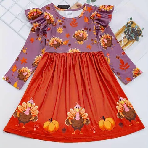 The Felicity Dress - Turkeys 'n Thanksgiving (Assorted Colors)