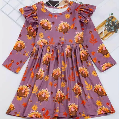 The Felicity Dress - Turkeys 'n Thanksgiving (Assorted Colors)