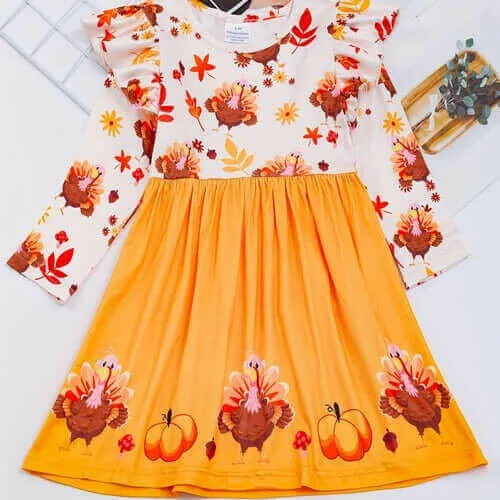 The Felicity Dress - Turkeys 'n Thanksgiving (Assorted Colors)