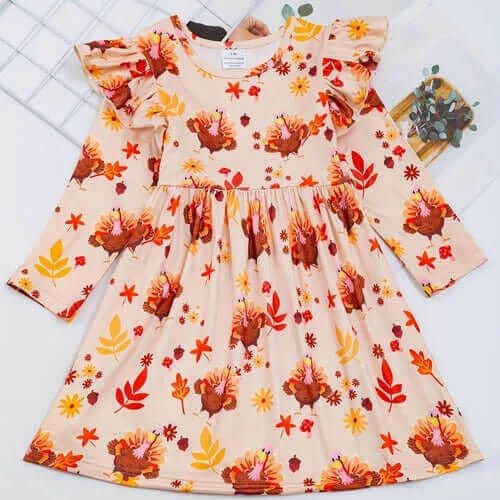 The Felicity Dress - Turkeys 'n Thanksgiving (Assorted Colors)