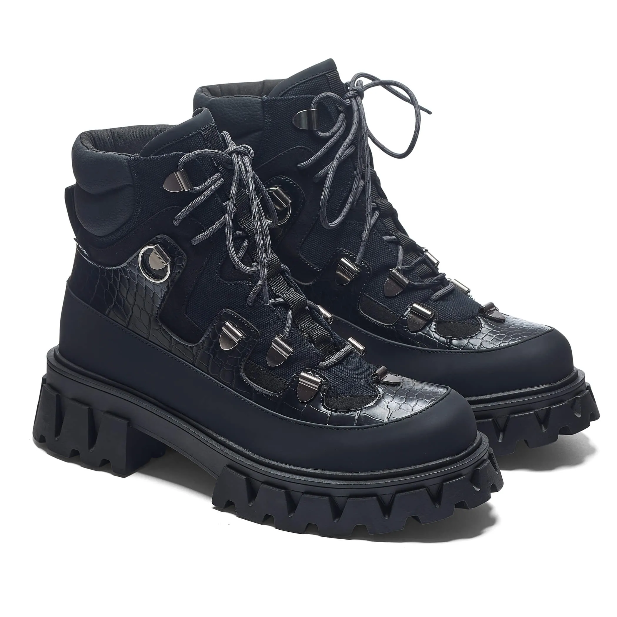 The Koi Reaper Men's Hiking Boots - Ebony Croc