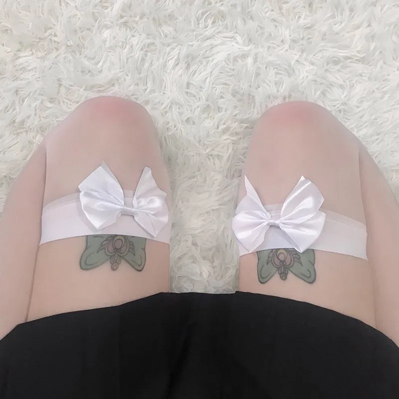 Transparent Bow Thigh High Socks SD01772