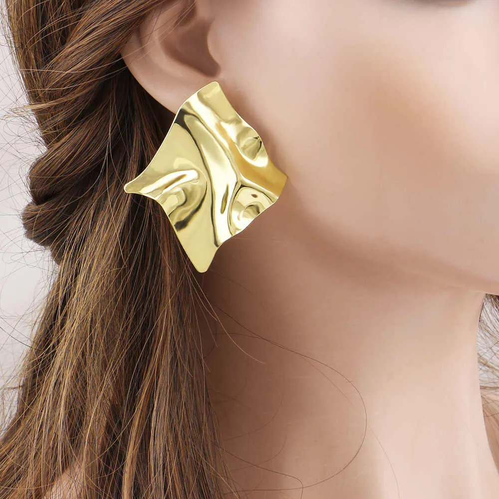 Trendy Geometric Exaggerated Unevenly Shaped Huge Stud Earrings for Women