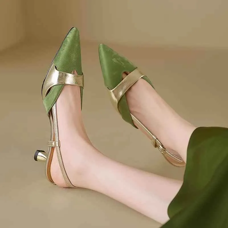 TSS23 Women's Casual Shoes - Elegant Thin High Heels - Leather Pumps