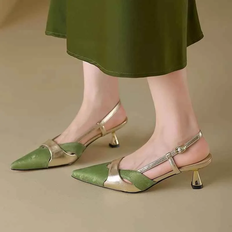 TSS23 Women's Casual Shoes - Elegant Thin High Heels - Leather Pumps