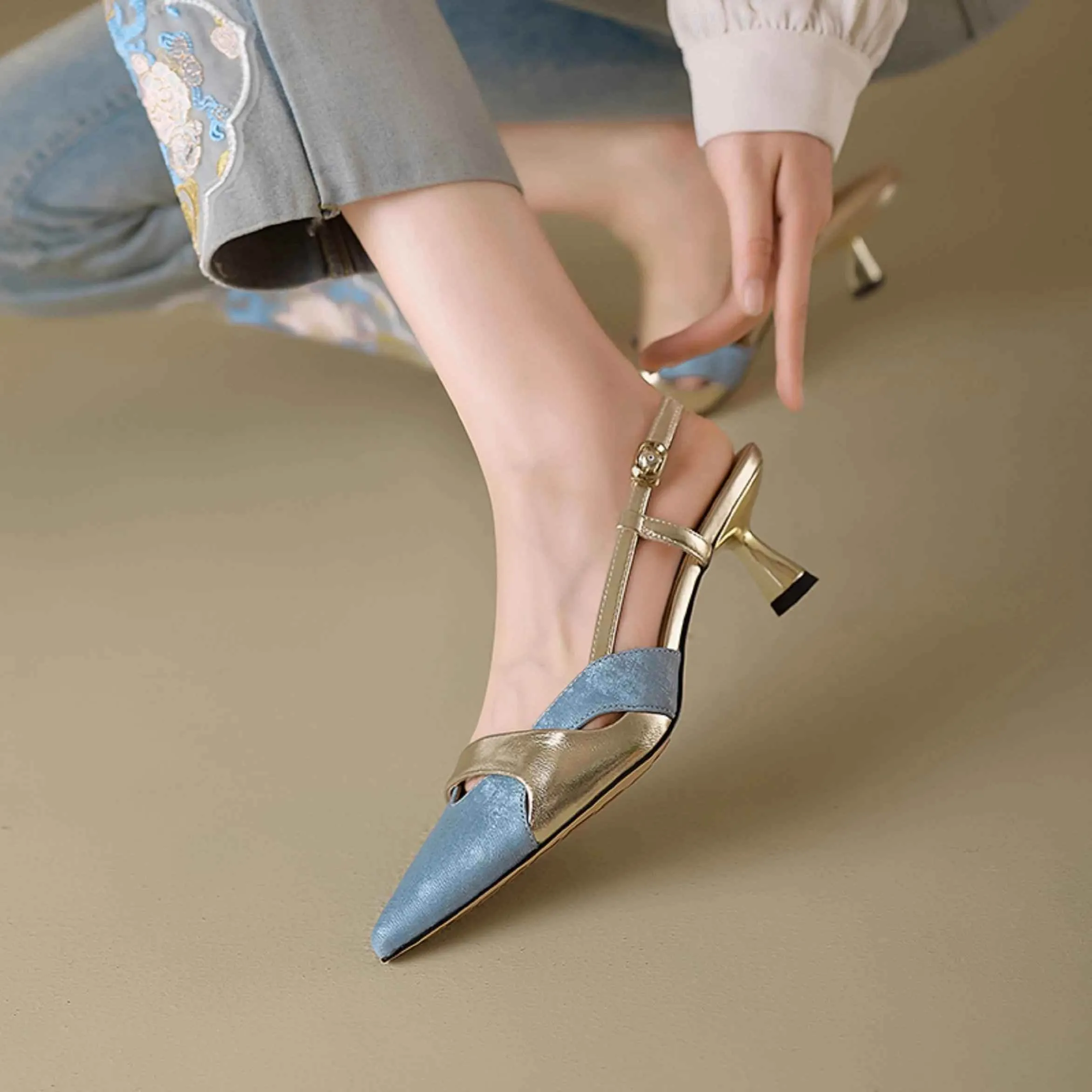 TSS23 Women's Casual Shoes - Elegant Thin High Heels - Leather Pumps