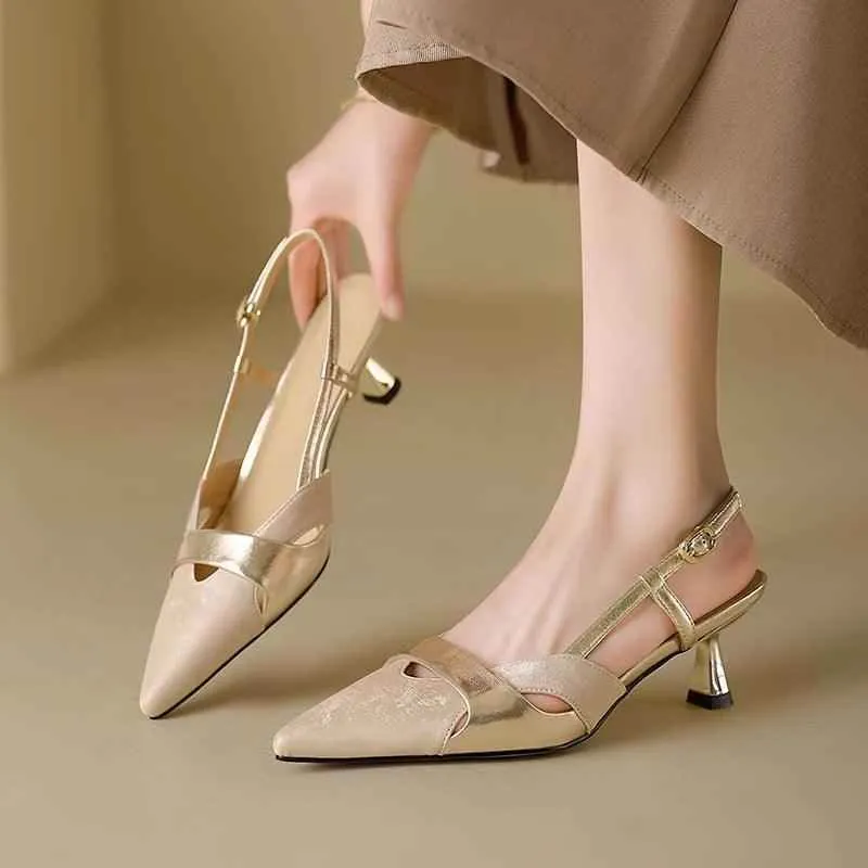 TSS23 Women's Casual Shoes - Elegant Thin High Heels - Leather Pumps