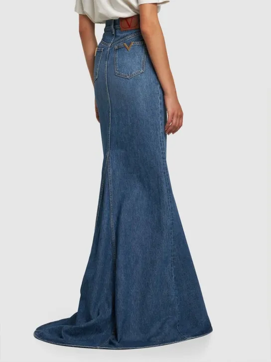 Valentino   High waist denim long skirt 