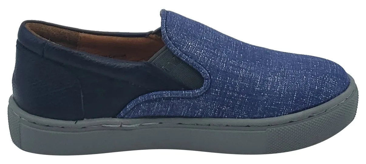 Venettini Girl's and Boy's Blue Denim Skylar Leather Slip-On Sneaker