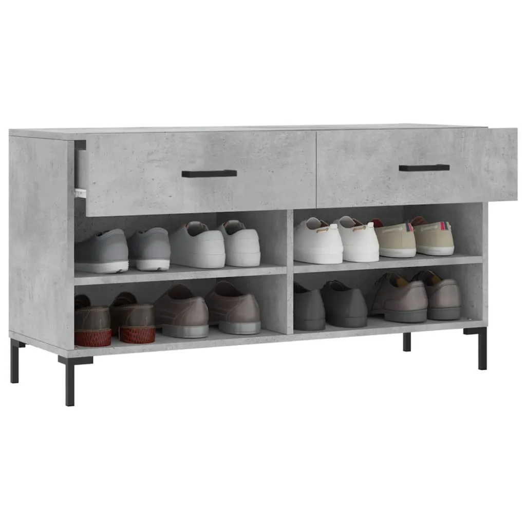 vidaXL Shoe Bench Concrete Grey 102x35x55 cm Engineered Wood