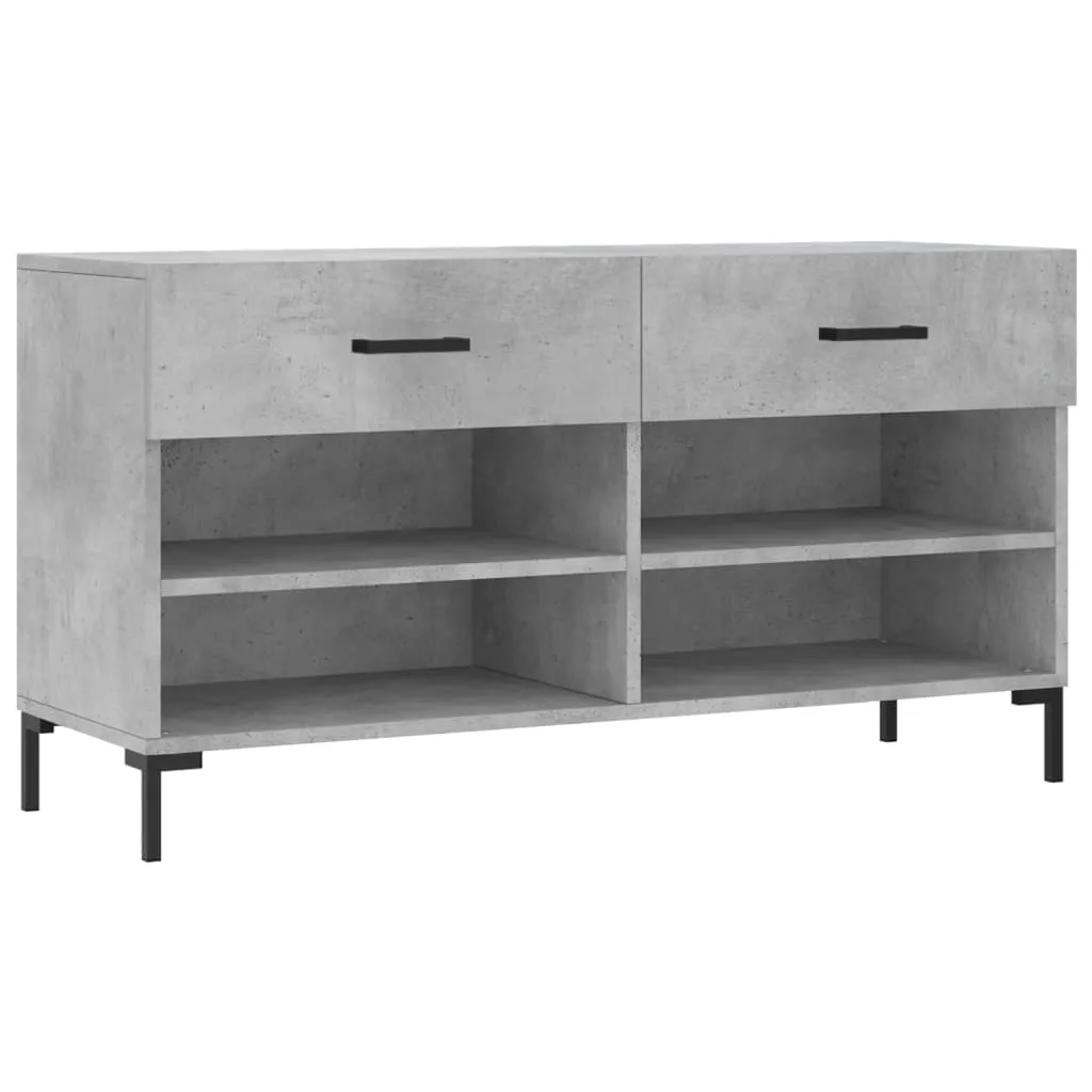 vidaXL Shoe Bench Concrete Grey 102x35x55 cm Engineered Wood