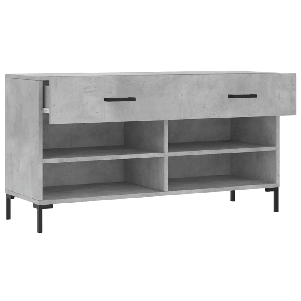 vidaXL Shoe Bench Concrete Grey 102x35x55 cm Engineered Wood