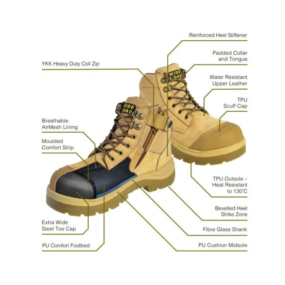 WideLoad 690WZ Wide Fit Safety Boot - Zip - Tan- 6E Fit