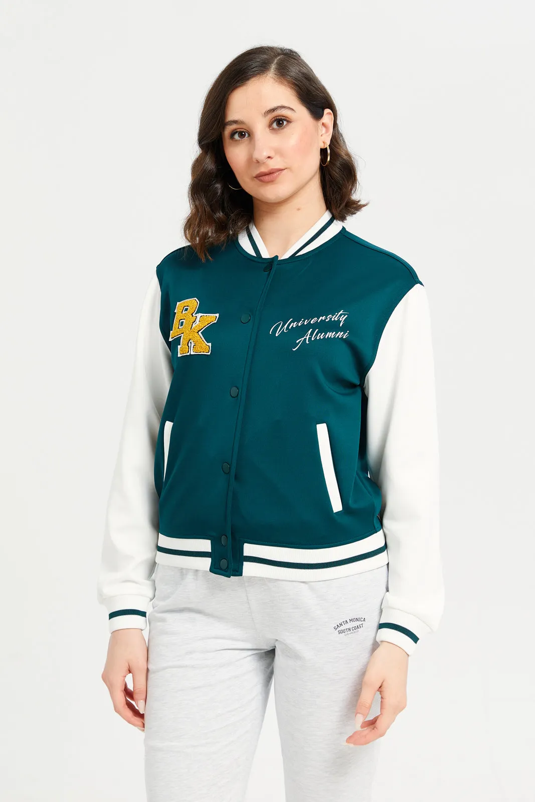 Women Green Embroidered Jacket