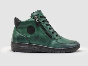 Women's Everyday Wool-Lined Zip-Up Leather Boots - Green