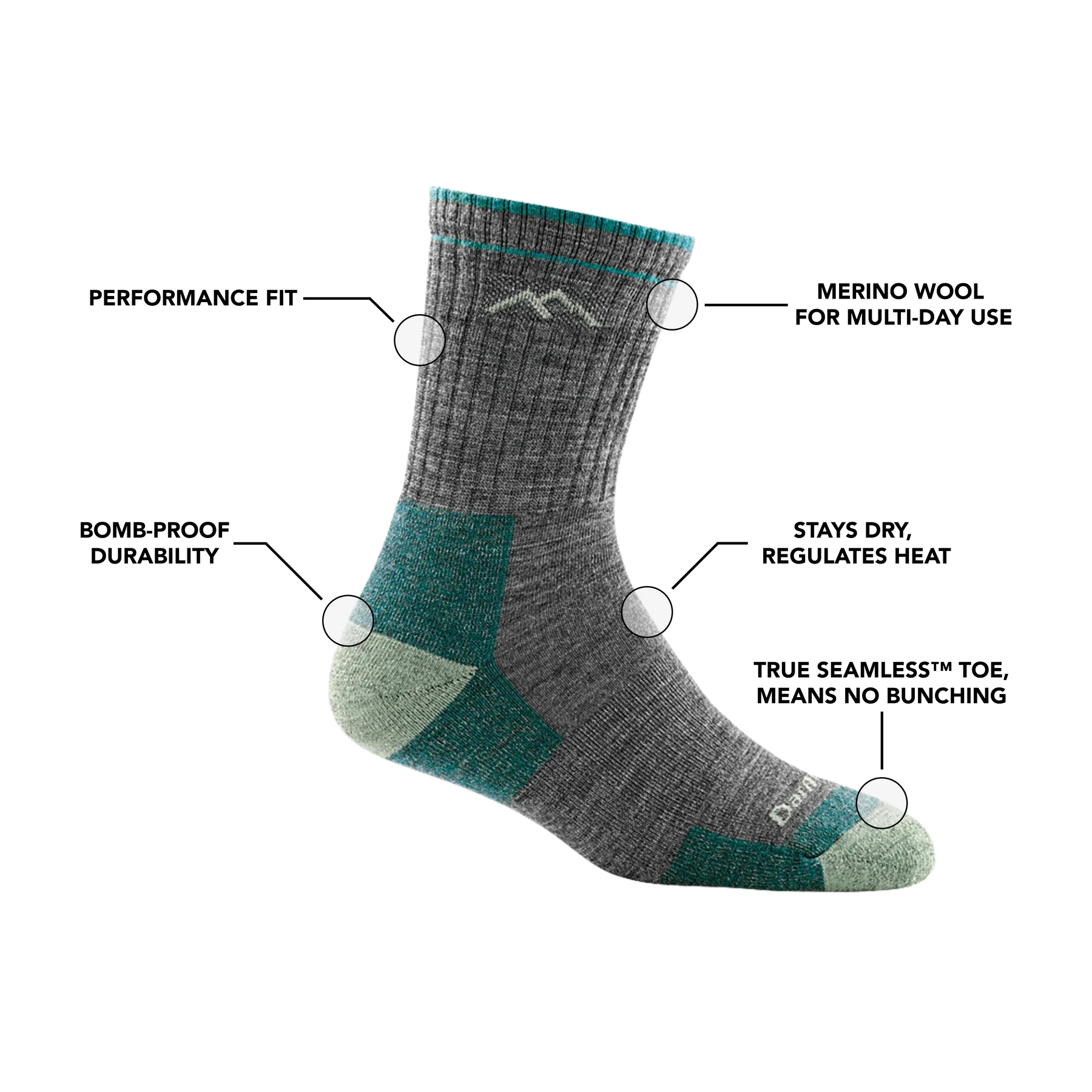 Women's Hiker Micro Crew Midweight Hiking Sock - Slate