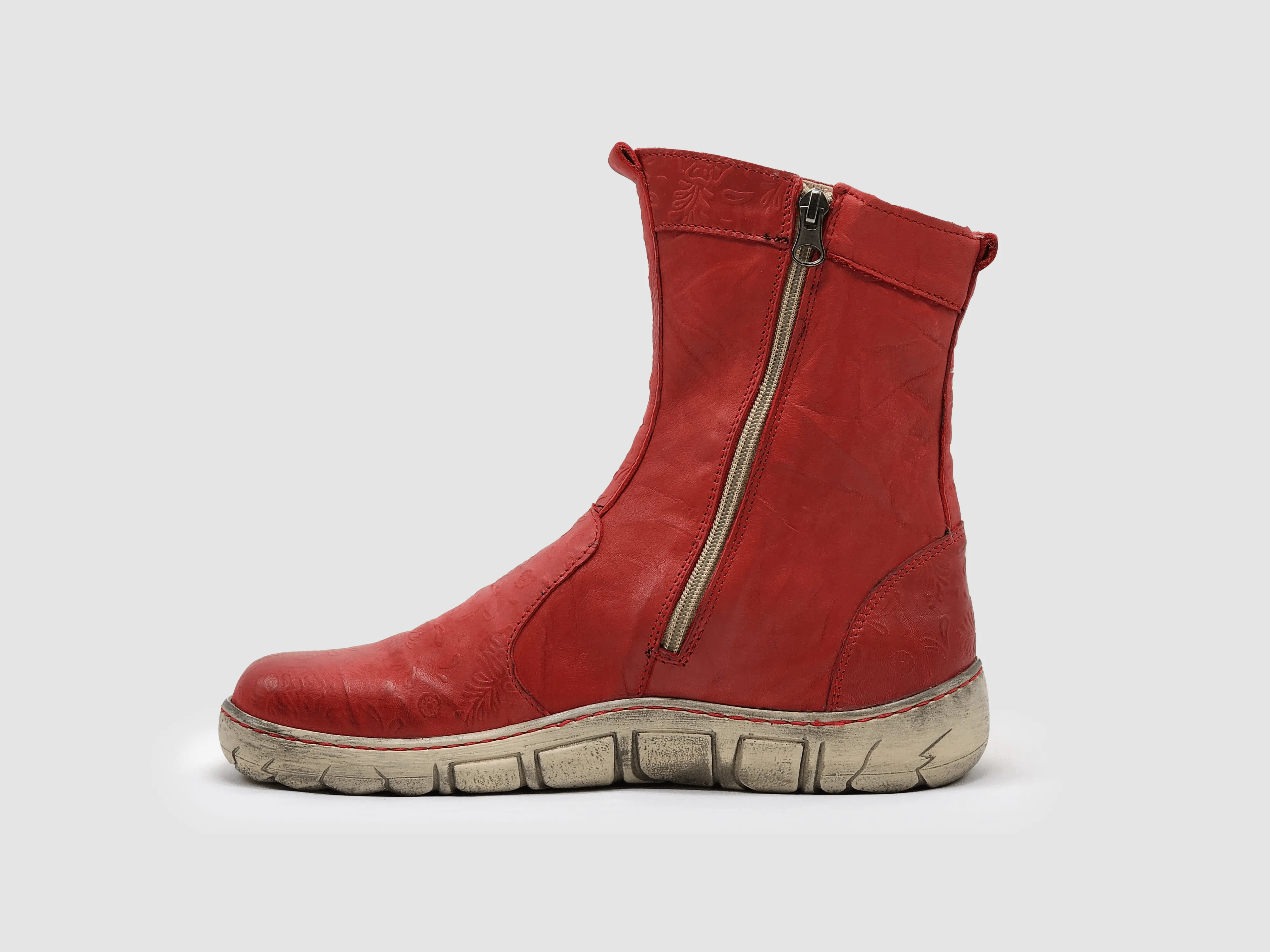 Women's Original Mid Insulated Zip-Up Leather Boots - Red