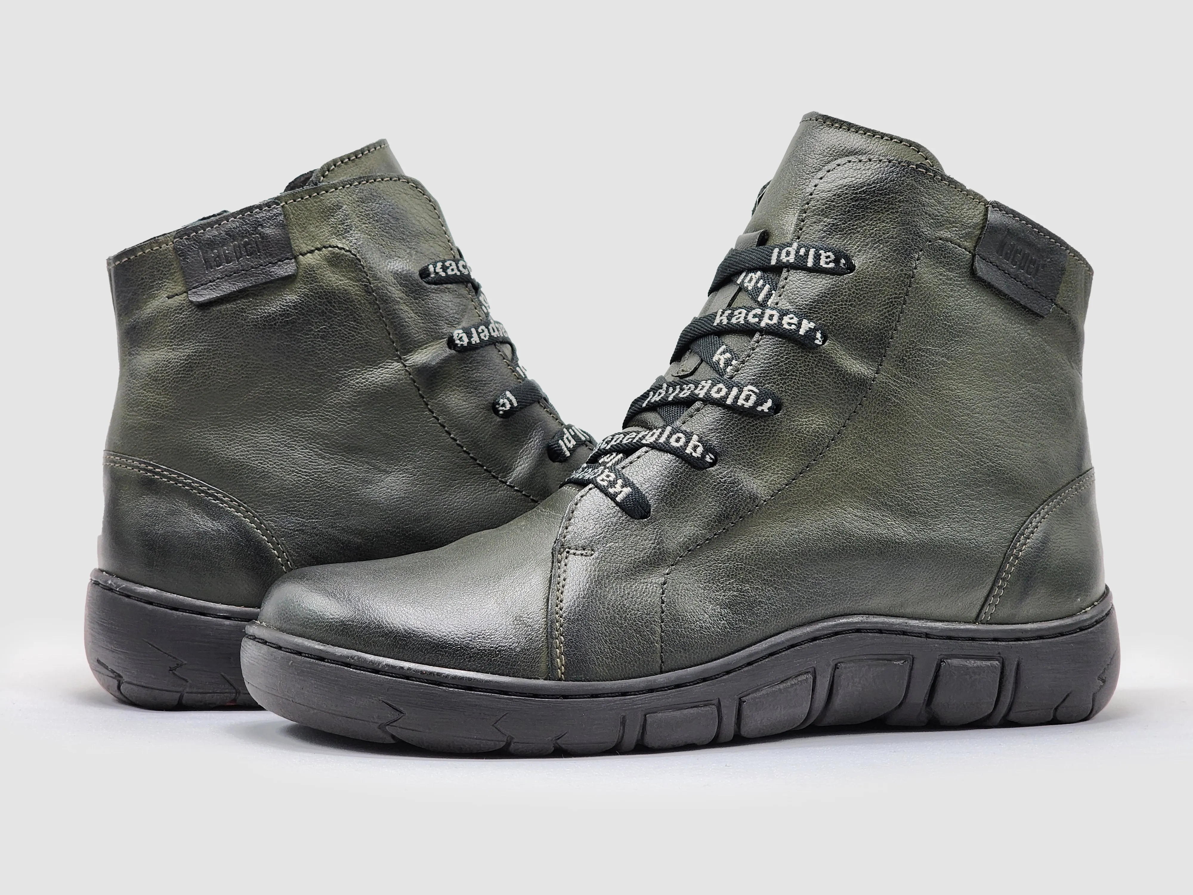 Women's Original Wool-Lined Zip-Up Leather Boots - Olive