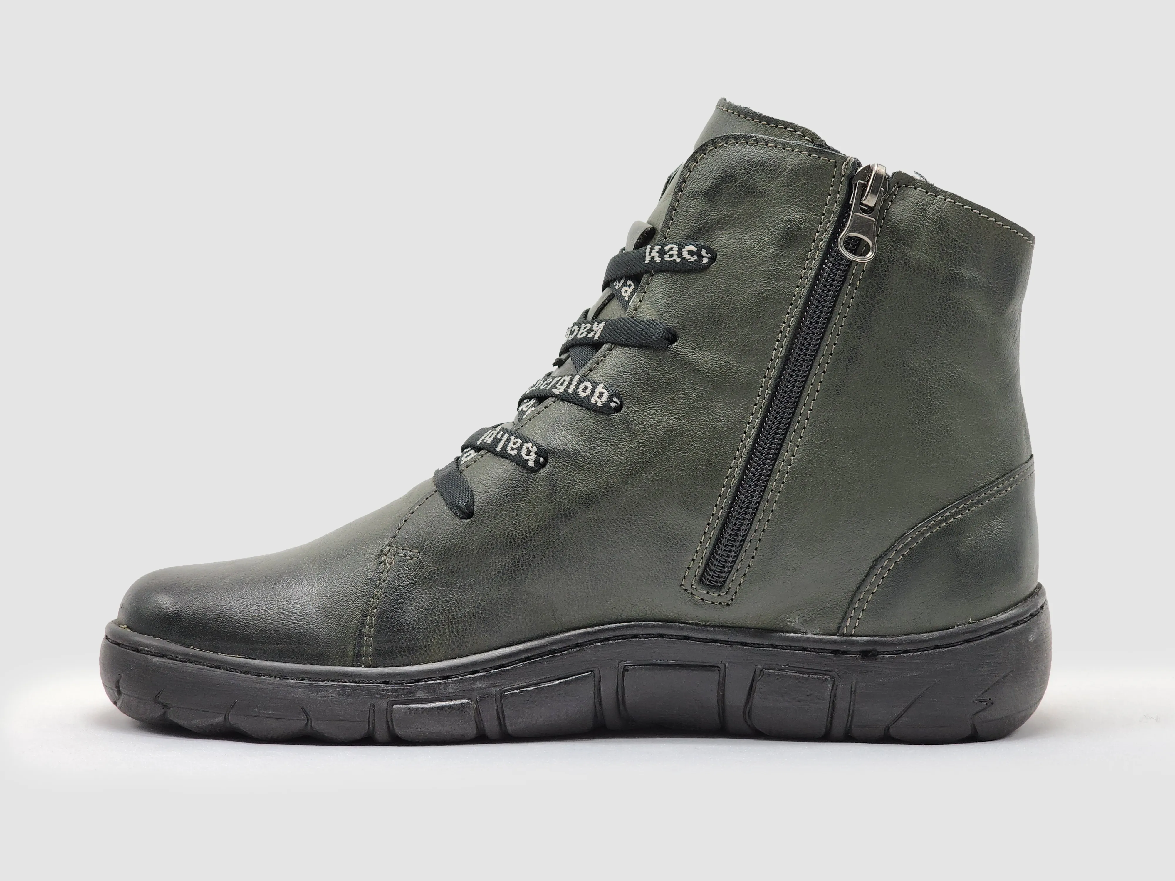 Women's Original Wool-Lined Zip-Up Leather Boots - Olive