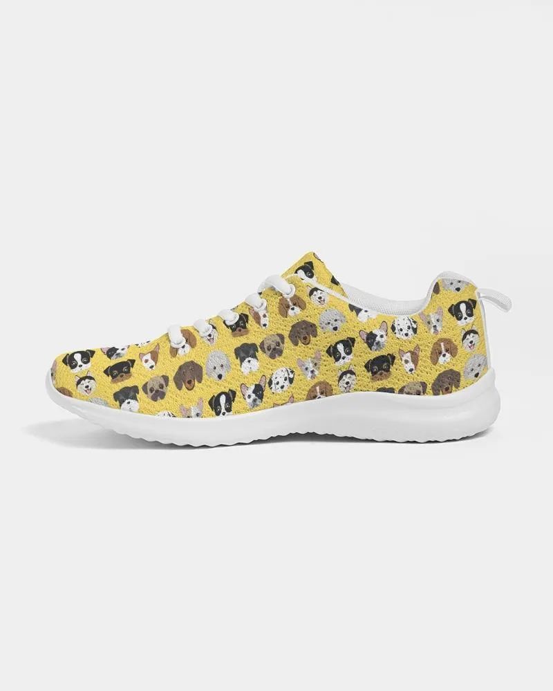 Womens Sneakers - Yellow Doggie Love Low Top Canvas Running Shoes