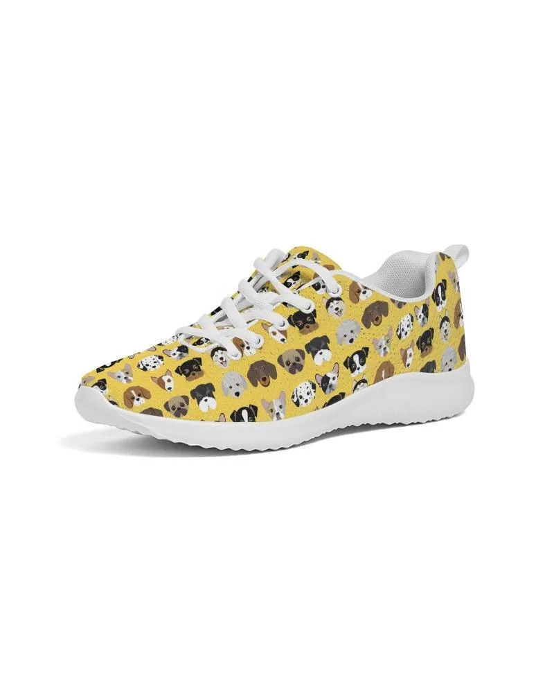 Womens Sneakers - Yellow Doggie Love Low Top Canvas Running Shoes