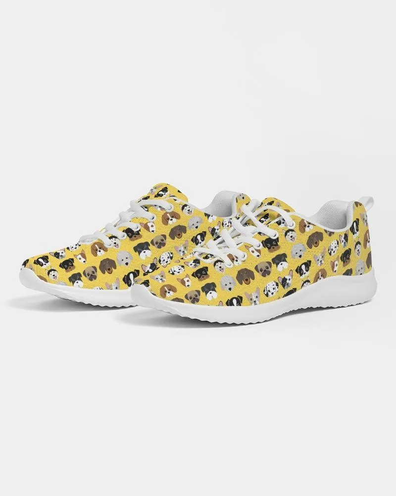 Womens Sneakers - Yellow Doggie Love Low Top Canvas Running Shoes