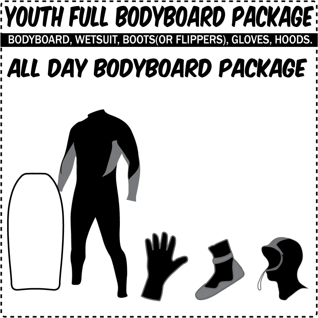 Youth Full Bodyboard Rental Package - Complete Bodyboard & Wetsuit Kit